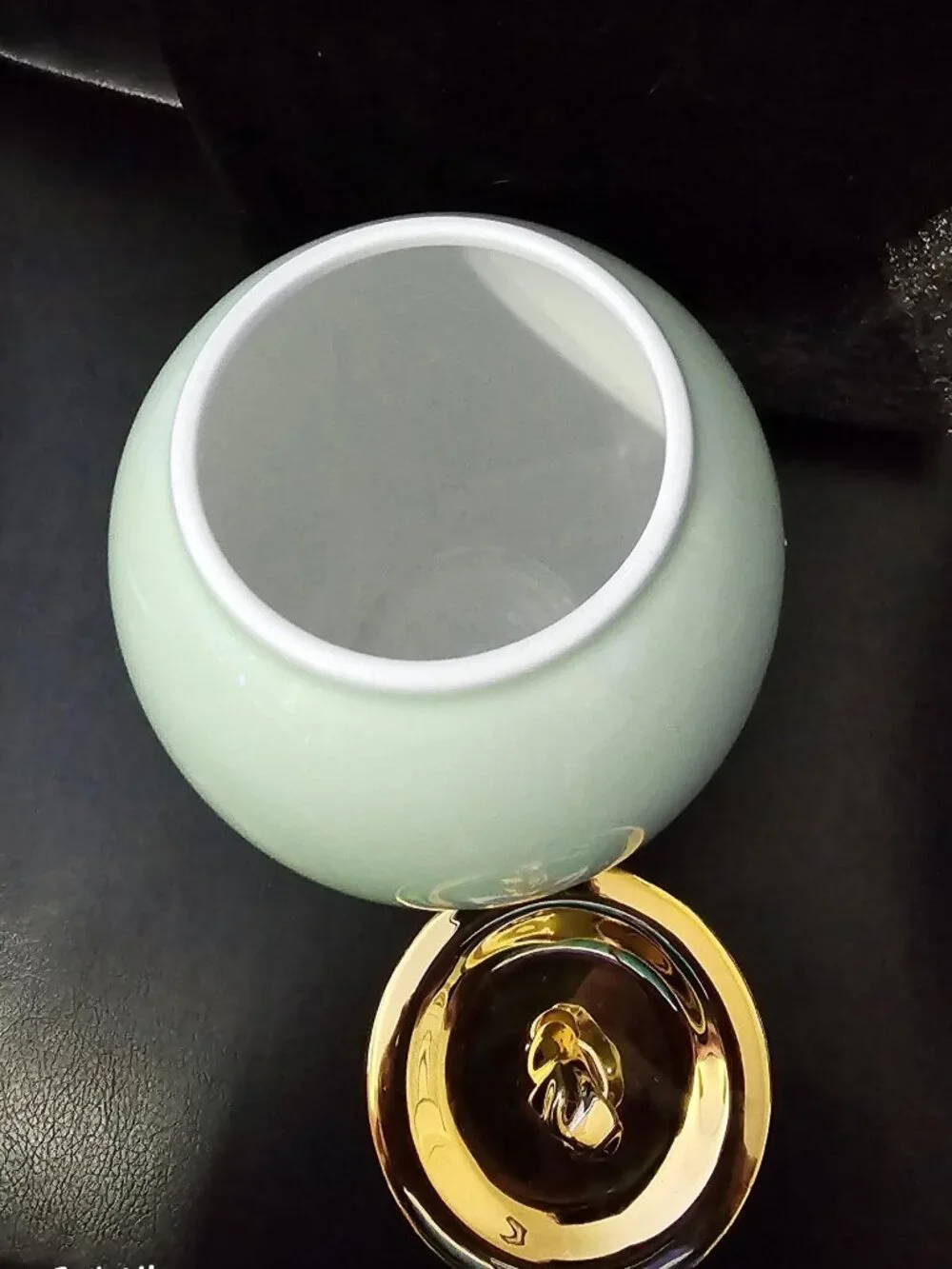 Decorative Mint Green Ceramic Keepsake Urn with Gold Butterfly Accent